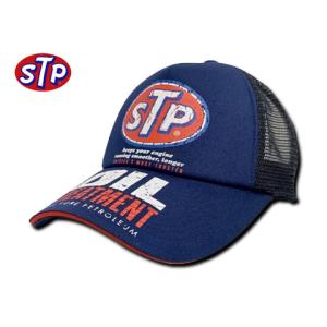 STP（エスティーピー） ダメージロゴプリント メッシュキャップ,帽子,ネイビー/グレー｜shouei-st