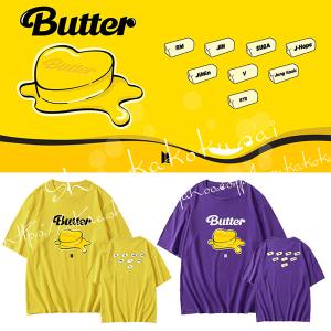 BTS(防弾少年団)風 BTS BUTTER 韓流グッズ 半袖Tシャツ コート2021新入荷 春夏 Tシャツ 男女兼用 応援服 打歌服 カジュアルウェア ペアルック｜shoukakokusai