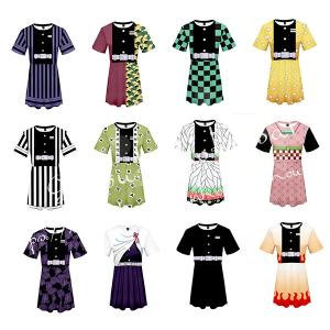 コスプレ衣装 鬼滅の刃 風 善逸 小芭内 しのぶ 義勇 炭治郎 禰豆子 行冥 杏寿郎子供用 大人用 ワンピース半袖Tシャツ 3D運動ウェア スポーツスーツ