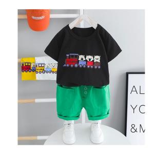 電車 動物 アニマル カラフル 子供 キッズ 二点セット おしゃれ シンプル Tシャツ ジーパン デニム  男の子 BOY 1歳 ２歳｜shoukouyafuushop