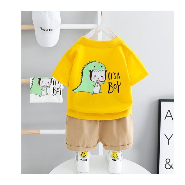 着ぐるみ 恐竜 キャラクター イラスト ポロシャツ 夏 夏服 半袖 チノパン 上下セット ２点セット...