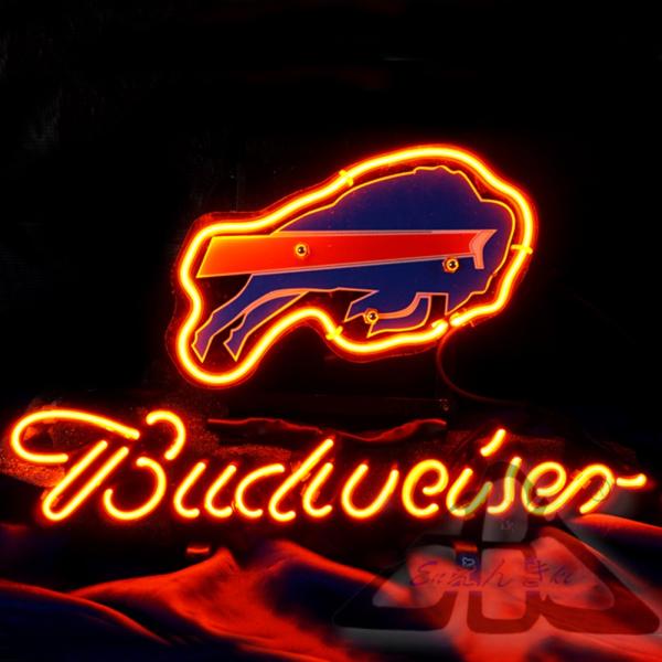 コンセント式 ネオンサイン バイソン 青 赤 ロゴ 光演出 スポーツモチーフ 照明 空間装飾 点灯 ...