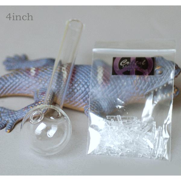 クリア・クラック/4インチPYREXヘビーウエイト 　ハッカの結晶クリスタルクラック付き