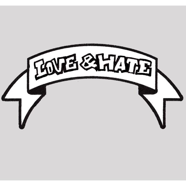 [メール便]エアブラシ　ボディージュエリー　ヘナタトゥー用ステンシル/LOVE&amp;HATE Ｗ：14ｃ...