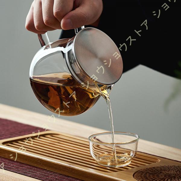 ガラス ティーポット 耐熱 耐冷 かわいい ずんぐり ホット コーヒー 紅茶 茶器 ステンレス茶こし...