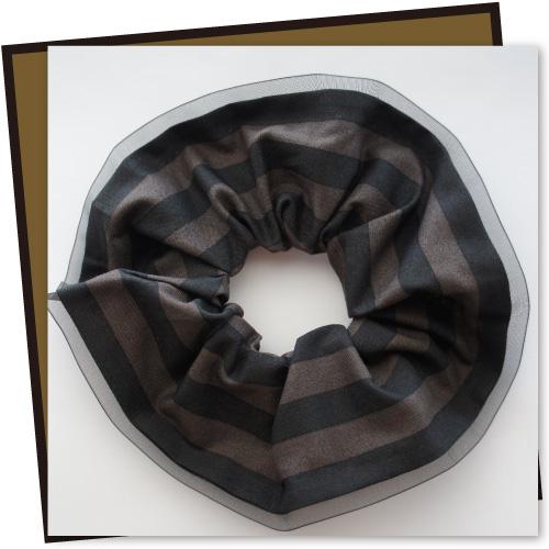 ストライプ＜茶×黒＞シーチング生地シュシュST2209Br&amp;B