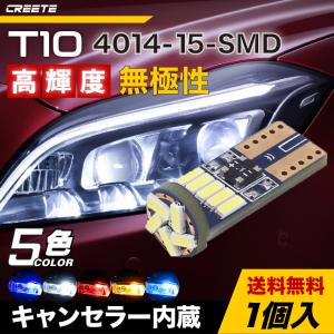 1個入 LEDバルブ W5W T10 4014SMD 15連 球切れ 警告灯 キャンセラー内蔵 無極性 ポジション ナンバー灯 ルーム ホワイト アイスブルー レッド ブルー アンバー