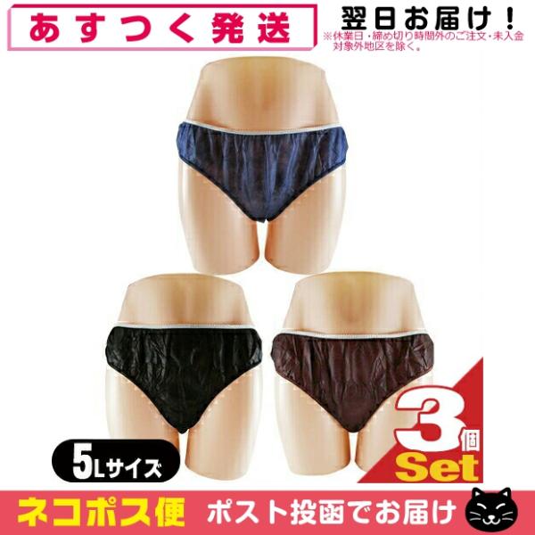 ペーパーショーツ 5L x 3枚 全3色 使い捨て パンツ 紙ショーツ 紙パンツ ペーパーパンツ 使...