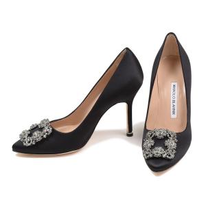 Manolo Blahnik マノロブラニク HANGISI ハンギシ105mm ブラックサテン