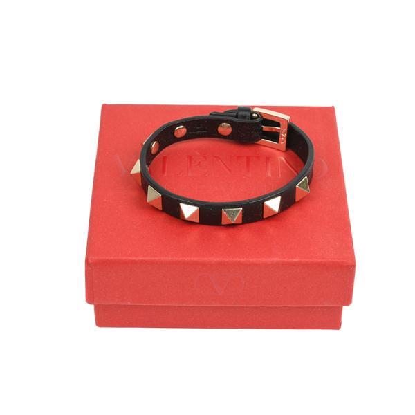 VALENTINO ヴァレンティノ ブラックブレスレット ロックスタッズ 調節可イタリア正規品 2W...