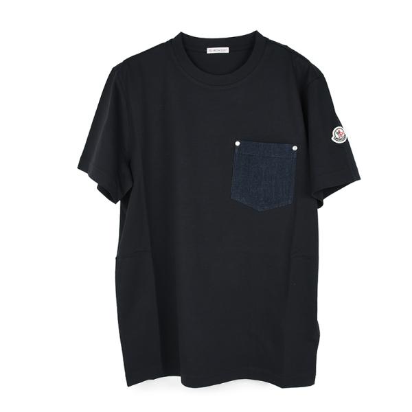 MONCLER モンクレール ネイビーデニムポケット半袖Tシャツ メンズ イタリア正規品 8C000...