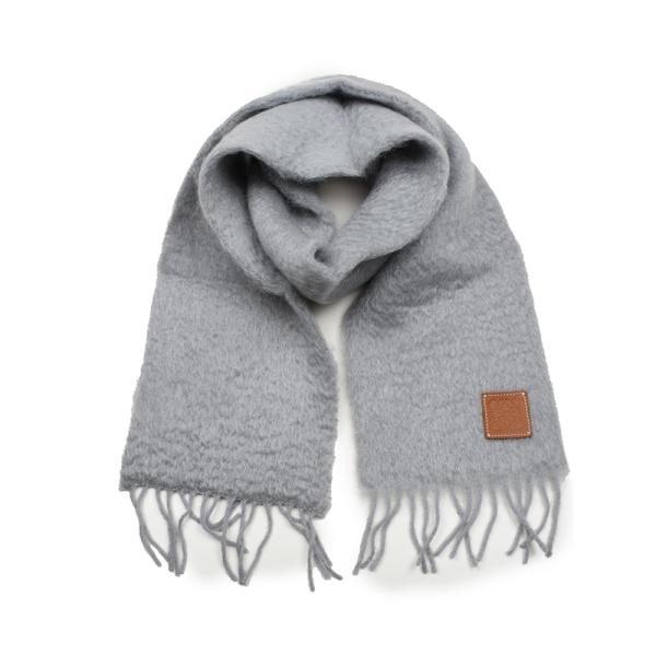 LOEWE ロエベ アナグラム グレーウールモヘアマフラー F655254X01 1130 品 新品...