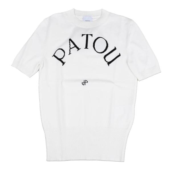 PATOU パトゥ ロゴ ホワイト半袖ニット KN0688045 001W イタリア正規品 新品 並...
