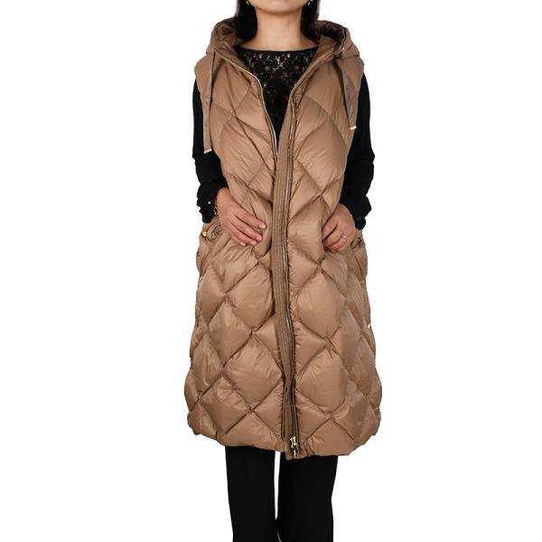 MAX MARA THE CUBE マックスマーラ ザ・キューブ キャメル ロングダウンベスト トレ...