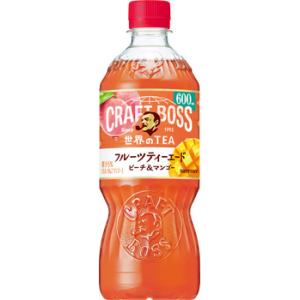 「24本」 クラフトボス フルーツティーエード ピーチ＆マンゴー 600ml ×24本×1箱 サント...