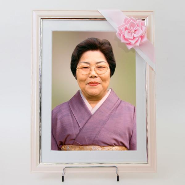 遺影写真作成　半切　別寸パールピンク遺影額付