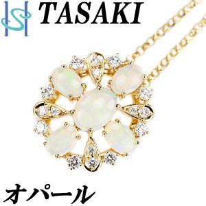 タサキ 田崎真珠 オパール ネックレス ダイヤモンド K18YG 透かし ブランド TASAKI 送料無料 美品 中古 SH107494｜sht-ys