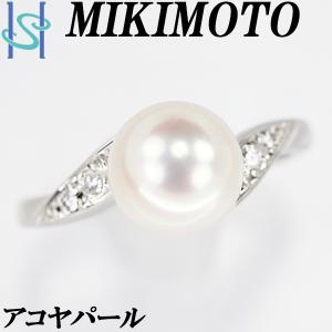 ミキモト アコヤパール リング 7.8mm ダイヤモンド Pt950 ブランド MIKIMOTO 送料無料 美品 中古 SH109549｜sht-ys