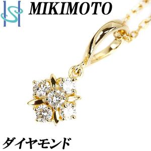 ミキモト ダイヤモンド ネックレス 0.25ct K18YG フラワー 植物 誕生石 4月 MIKIMOTO 美品 中古 SH90973｜sht-ys