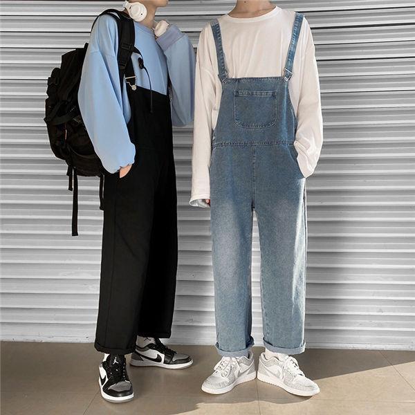 サロペット メンズ サロペットデニム 黒パン 黒デニムパンツ オーバーオール サロペットデニムパンツ...