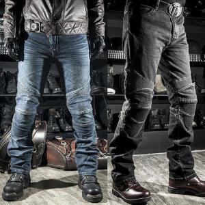 バイクパンツ メンズ　ライダーパンツ プロテクター付き ジーンズ デニム バイクウェア オートバイ 転倒防護 膝当て 耐久 耐衝撃 膝パッド