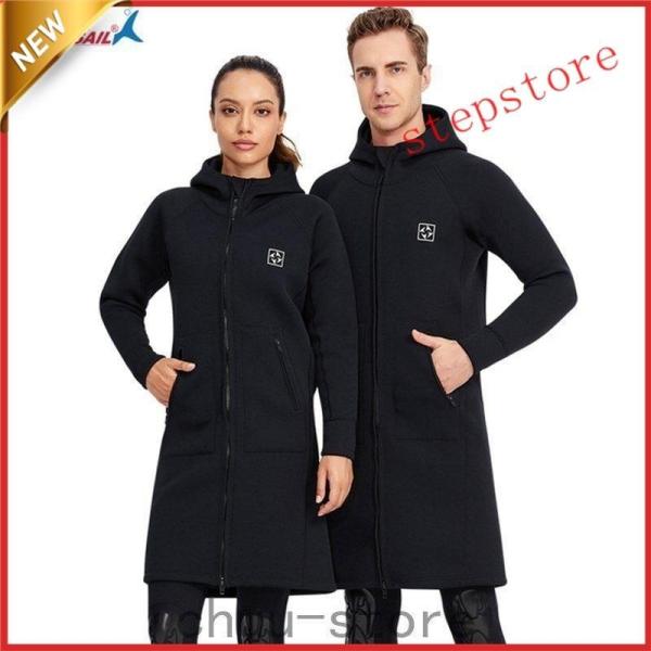 ウェットスーツ 男女兼用 3mm フード付き コート サーフィン フルスーツ バックジップ ネオプレ...