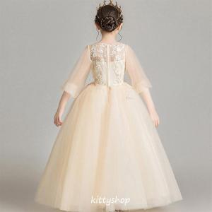 ピアノ発表会ドレス ロングドレス シャンパン色...の詳細画像2