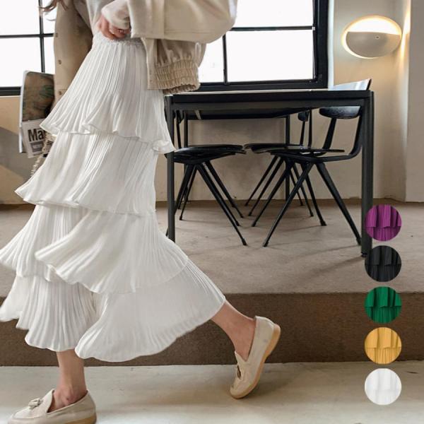 【特価】ティアードスカート プリーツ 韓国 春夏
