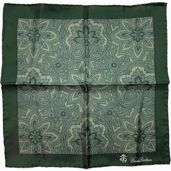 【並行輸入品】 ブルックスブラザーズ イタリア製 シルク ポケットチーフ グリーン メンズ Broo...