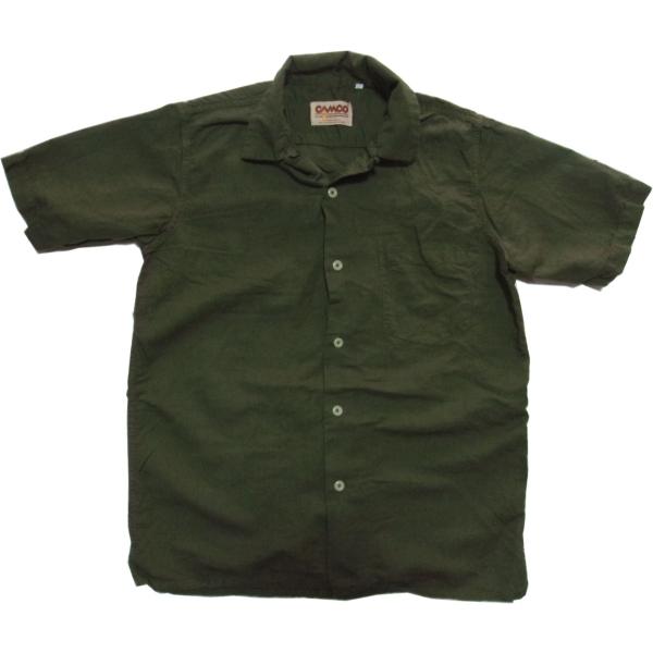 カムコ 半袖 コットン リネン オープンカラーシャツ オリーヴ メンズ CAMCO COTTON L...