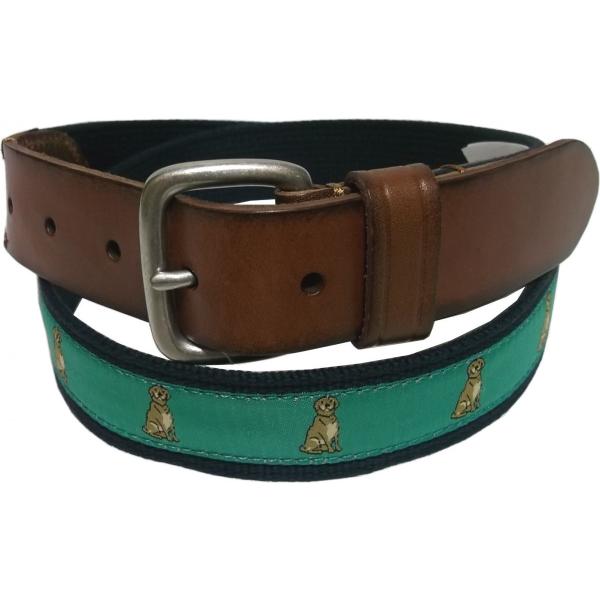 ジェイクルー 本革製 レザー 布ベルト グリーン メンズ J.CREW 025
