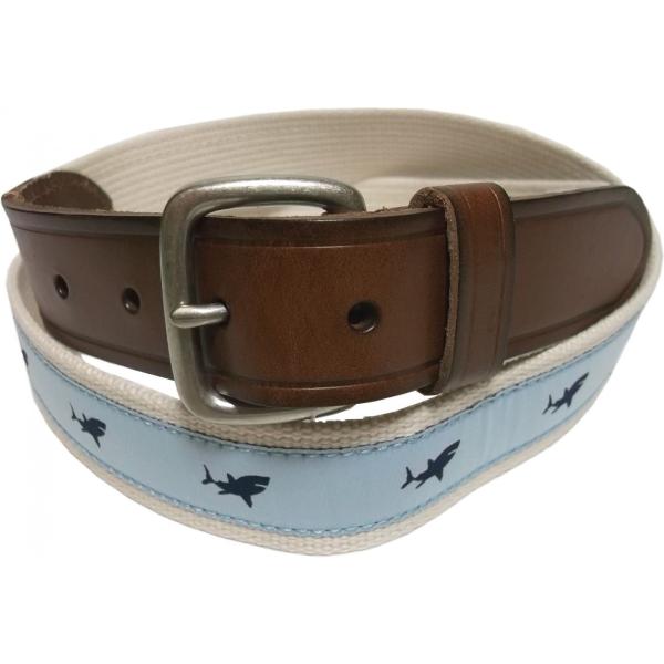 ジェイクルー 本革製 レザー 布ベルト サックスブルー メンズ J.CREW 026