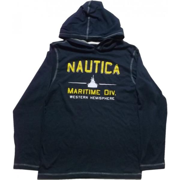 ノーティカ ボーイズサイズ 長袖 プリント Tシャツ パーカ ネイビー系 Nautica boys ...