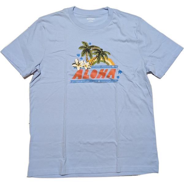 オールドネイビー 半袖 プリント Tシャツ サックスブルー メンズ アメカジ OLD NAVY 00...
