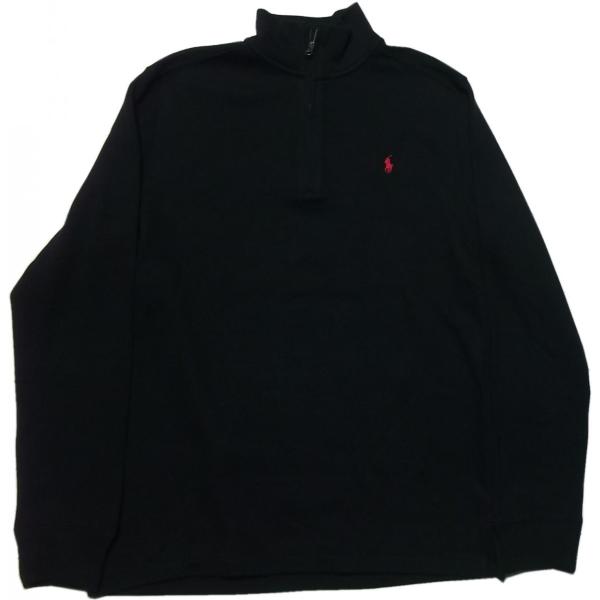 ポロ ラルフローレン ボーイズサイズ ハーフジッパー カットソー ブラック Polo Ralph L...