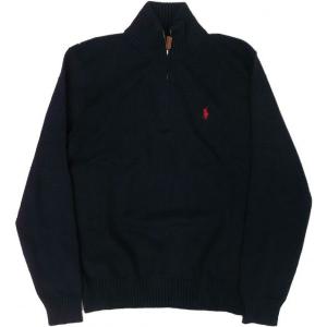 ポロ ラルフローレン ワンポイント コットン セーター ハーフジッパー 紺 ネイビー メンズ Polo Ralph Lauren 118｜shufflestore