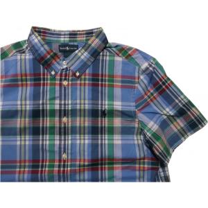 ポロ ラルフローレン ボーイズサイズ 半袖 ボタンダウンシャツ ブルー Polo Ralph Lauren boys 260｜shufflestore