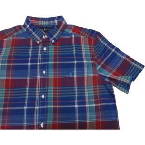 ポロ ラルフローレン ボーイズサイズ 半袖 ボタンダウンシャツ ブルー Polo Ralph Lauren boys 275｜shufflestore