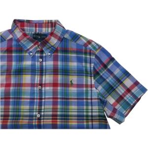 ポロ ラルフローレン ボーイズサイズ 半袖 ボタンダウンシャツ ブルー Polo Ralph Lauren boys 688｜shufflestore