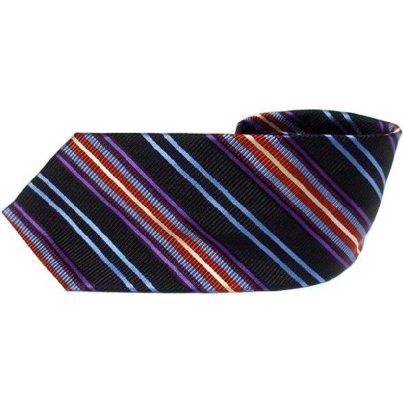 トラファルガー シルク コットン ネクタイ レジメンタルストライプ イタリア製 ブラック メンズ T...