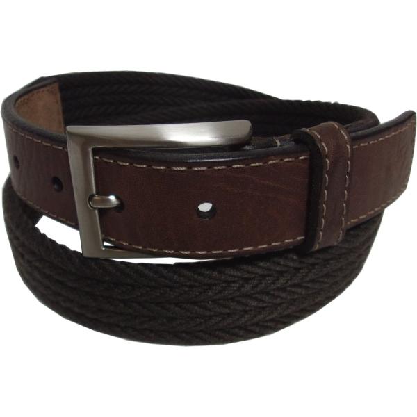 アメリカ製 布メッシュ ベルト 本革 茶 ブラウン made in usa belt 001