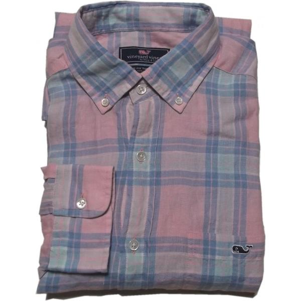 ヴィニヤードヴァインズ 長袖 リネン ボタンダウンシャツ ピンク メンズ vineyard vine...