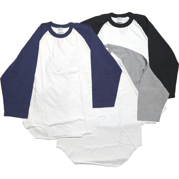ワラワラスポーツ 3/4 ベースボール ティー ツートーン メンズ  Tシャツ 日本製 WALLA ...