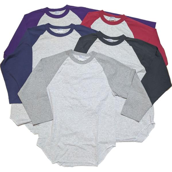 ワラワラスポーツ 3/4 ベースボール ティー アッシュ ツートーン メンズ  Tシャツ 日本製 W...