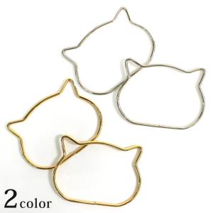 ねこ持ち手 2個入｜編み物 あみもの バッグ用 CAT 猫 ネコ ゴールド シルバー