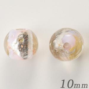 トンボ玉 ラウンド 柄 ピンク10mm 2個入   ビーズ ガラス ランプワーク トンボ