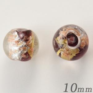 トンボ玉 ラウンド 柄 パープル10mm 2個入   ビーズ ガラス ランプワーク トンボ