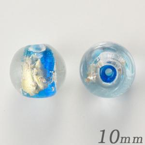 トンボ玉 ラウンド 柄 ブルー 10mm 2個入   ビーズ ガラス ランプワーク トンボ