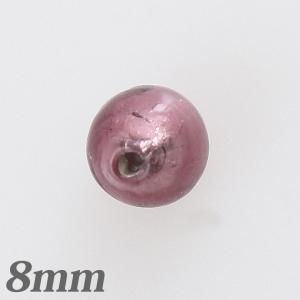 トンボ玉 ラウンド パープル8mm 6個入   ビーズ ガラス ランプワーク トンボ