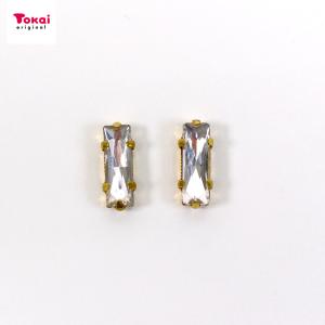 【在庫限り】爪付ガラスビジュースクエア10×5mm クリスタル×ゴールド2個 | ビーズ アクセサリー 手作り アクセサリー 通販｜shugale1